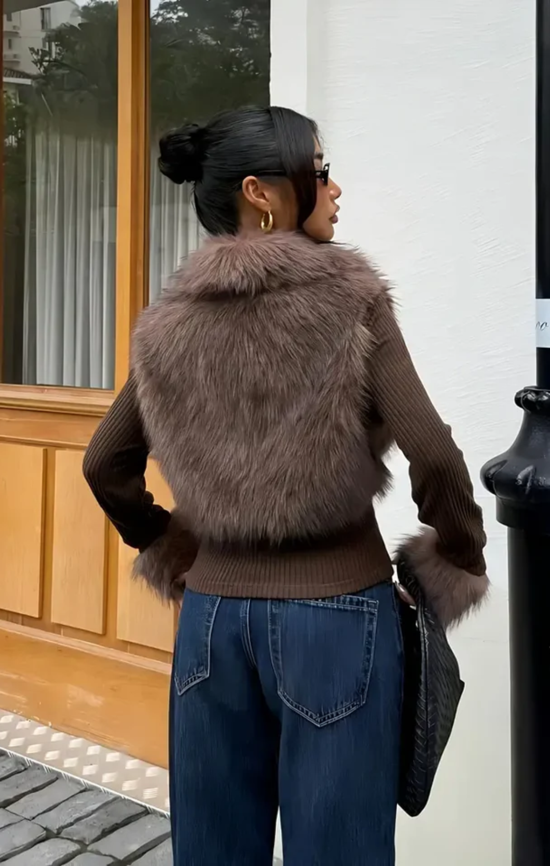 Mercedes | Chaqueta de piel de punto con parche de lujo