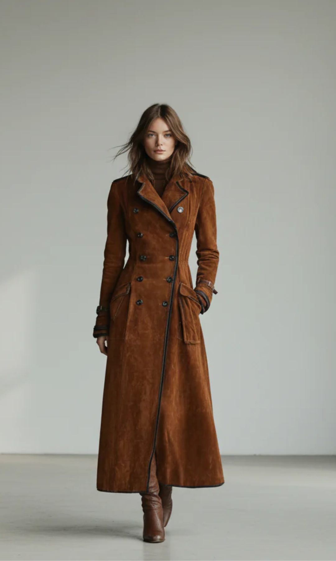 Ana™ - Chaqueta larga de ante vegano