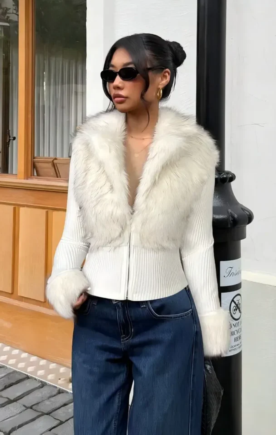 Mercedes | Chaqueta de piel de punto con parche de lujo