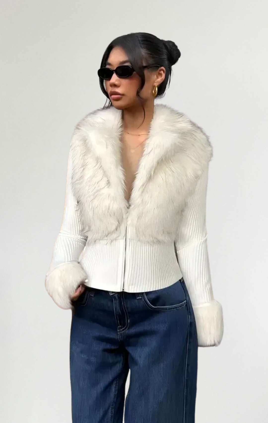 Mercedes | Chaqueta de piel de punto con parche de lujo