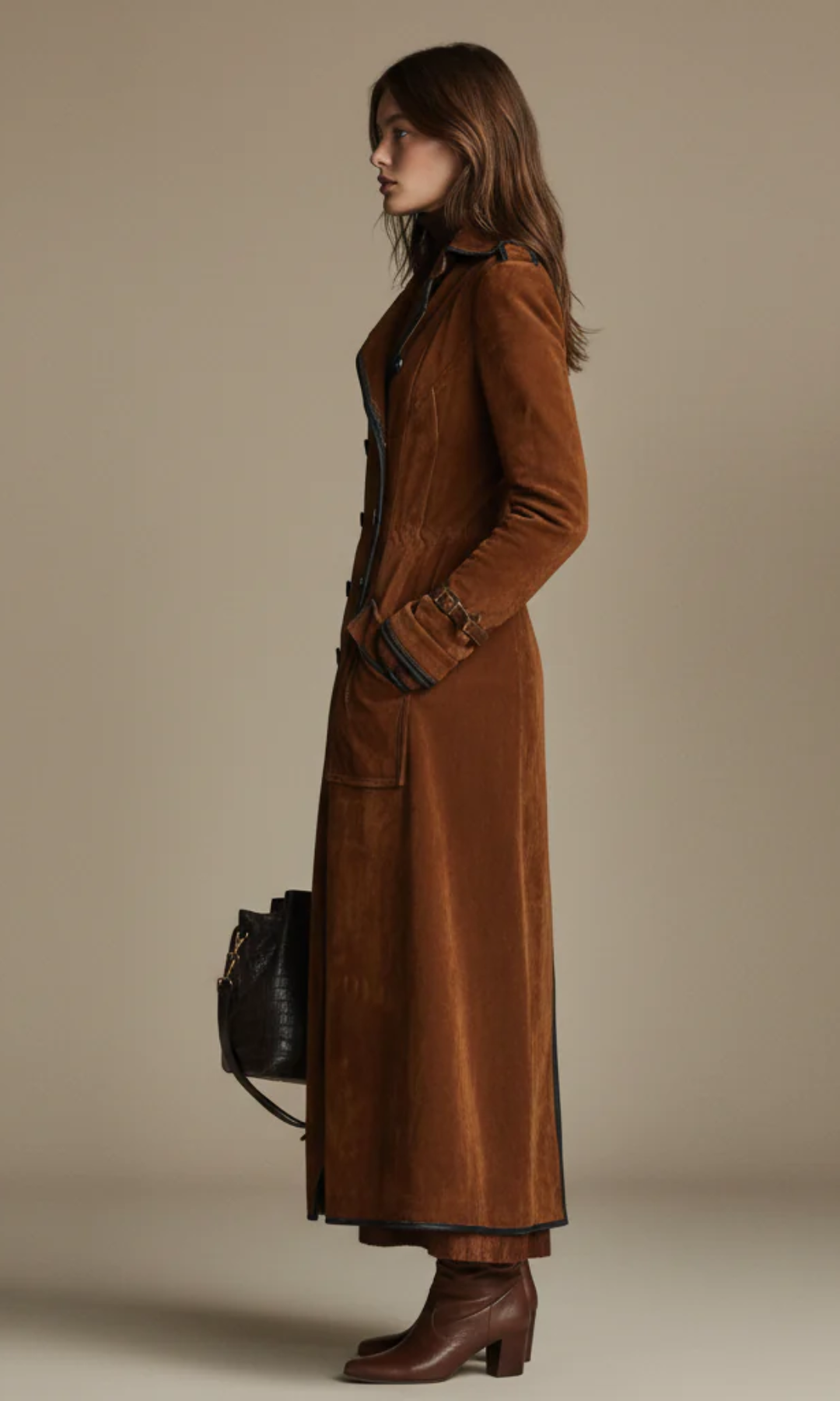 Ana™ - Chaqueta larga de ante vegano