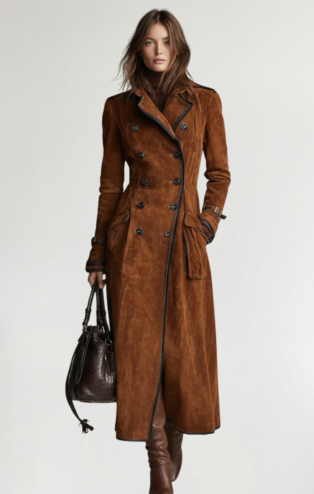 Ana™ - Chaqueta larga de ante vegano