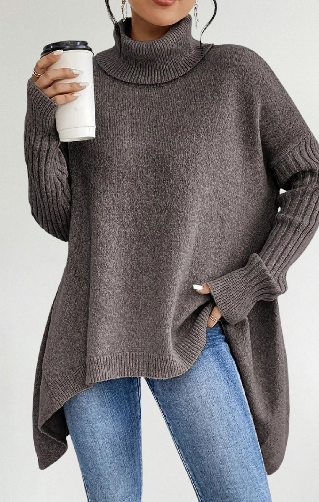 Raquel | Súeter largo de cuello alto