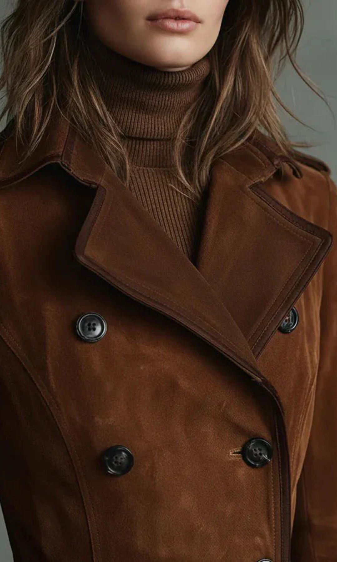 Ana™ - Chaqueta larga de ante vegano