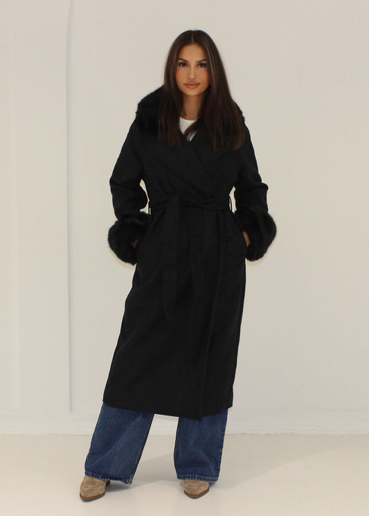 Serena - Abrigo con cuello de piel sintética